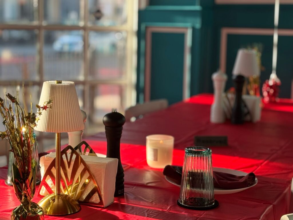 Karma Fine Indian Cuisine dining room — chic, comfortable interior in Southeast Calgary